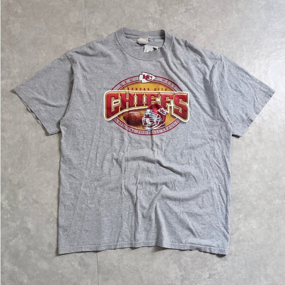 90s Vintage Kansas City Chiefs Oval Print Grey T-Shirt -L